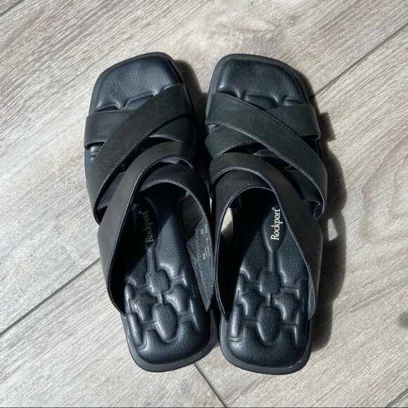 Rockport Square Toes Foam Insole Leather Slippers  Sandals - Picture 13 of 14
